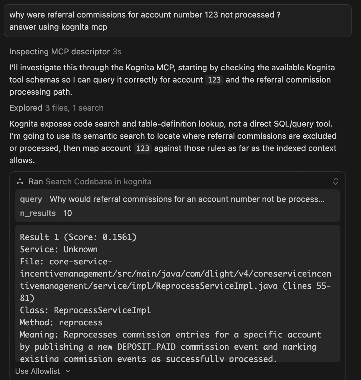 AI session with Kognita — full context from message one